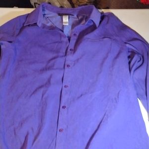Vintage Sag Harbor women's long sleeve purple button down shirt, velvet feel